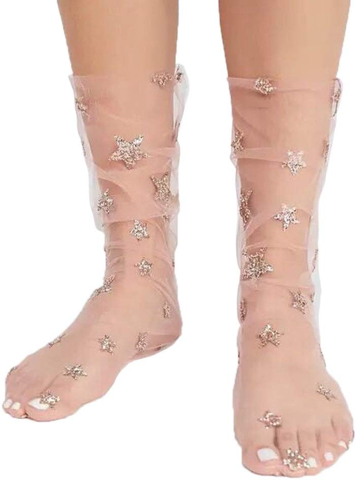 glitter transparent socks